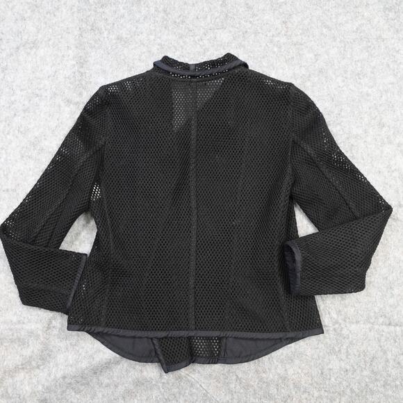 Akris Punto Blazer Womens 8 Mesh Open Knit Moto Zip Black Sheer Jacket - Picture 7 of 11